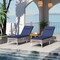 Costway 1/2 PSC Patio Chaise Lounge Chair with 6-Level Adjustable Backrest Removable Cushion Navy/White/Gray